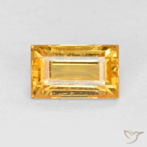 0.41ct Natural Golden Orange Sapphire, Baguette, VS-SI