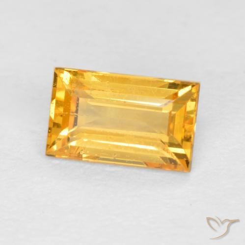 0.41 ct Golden Sapphire Stone, Natural Sapphire in Baguette Facet Shape for Sale