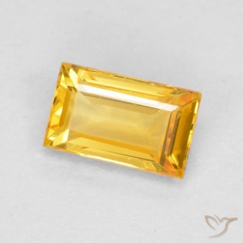 0.42 ct Golden Sapphire Stone, Natural Sapphire in Baguette Facet Shape for Sale