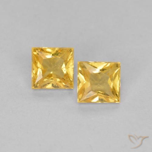 0.48 ct Loose Yellow Sapphire, 3.3 x 3.1 mm Princess Cut From Tanzania, Photo A