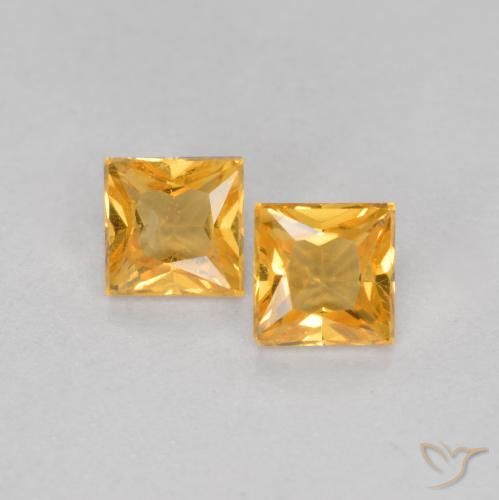 0.51 ct Loose Yellow Sapphire, 3.3 x 3.3 mm Princess Cut From Tanzania, Photo A