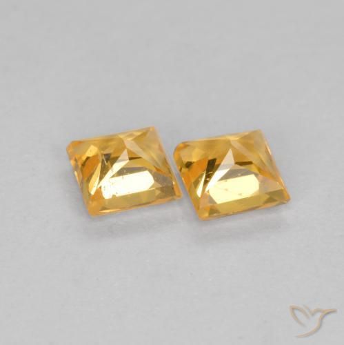 Sapphire Gemstones in 3.3 x 3.3 mm Size for Sale, Sapphire Stones in Orange-Gold Color