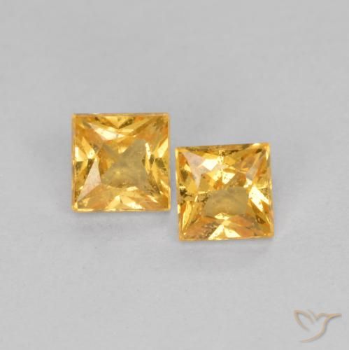 0.52 ct Loose Yellow Sapphire, 3.3 x 3.3 mm Princess Cut From Tanzania, Photo A
