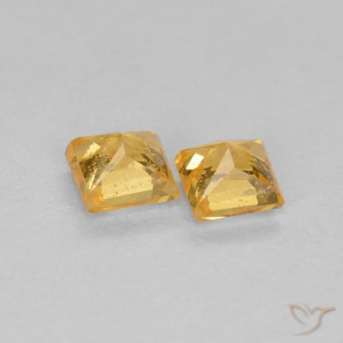 Sapphire Gemstones in 3.3 x 3.3 mm Size for Sale, Sapphire Stones in Orange-Gold Color