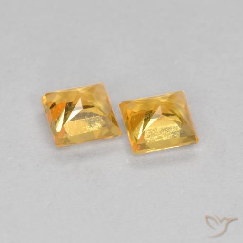 Sapphire Gemstones in 3.3 x 3.3 mm Size for Sale, Sapphire Stones in Orange-Gold Color