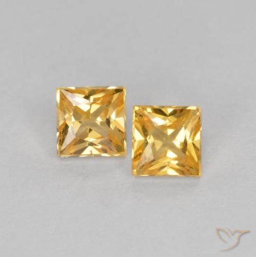 0.53 ct Loose Yellow Sapphire, 3.2 x 3.2 mm Princess Cut From Tanzania, Photo A