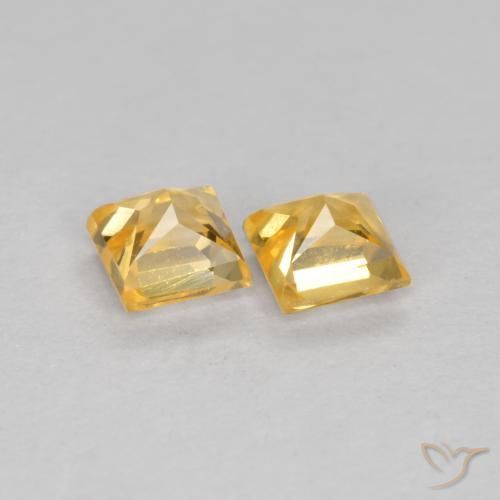 Sapphire Gemstones in 3.2 x 3.2 mm Size for Sale, Sapphire Stones in Orange-Gold Color