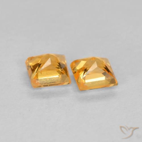 Sapphire Gemstones in 3.3 x 3.2 mm Size for Sale, Sapphire Stones in Medium Orange Color