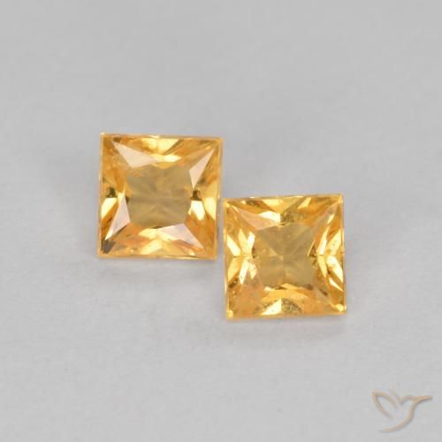 0.47 ct Loose Yellow Sapphire, 3.2 x 3.2 mm Princess Cut From Tanzania, Photo A
