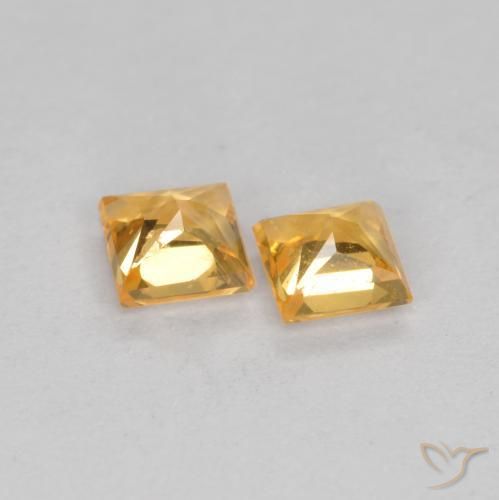 Sapphire Gemstones in 3.2 x 3.2 mm Size for Sale, Sapphire Stones in Medium Orange Color