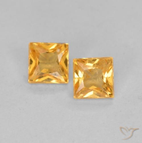 0.52 ct Loose Yellow Sapphire, 3.3 x 3.3 mm Princess Cut From Tanzania, Photo A
