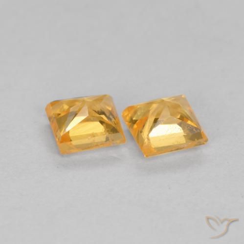 Sapphire Gemstones in 3.3 x 3.3 mm Size for Sale, Sapphire Stones in Medium Orange Color