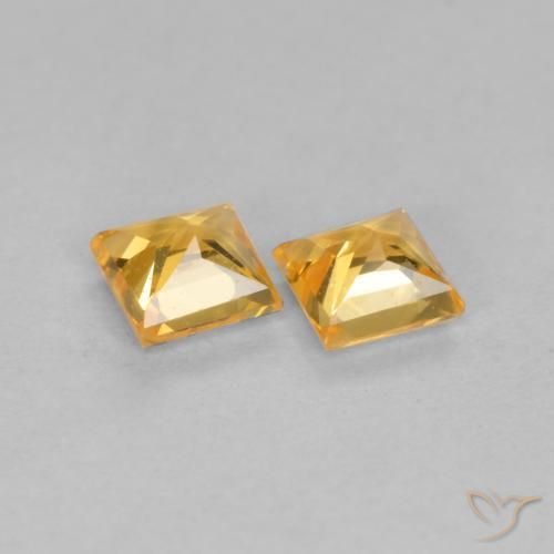 Sapphire Gemstones in 3.2 x 3.2 mm Size for Sale, Sapphire Stones in Orange-Gold Color