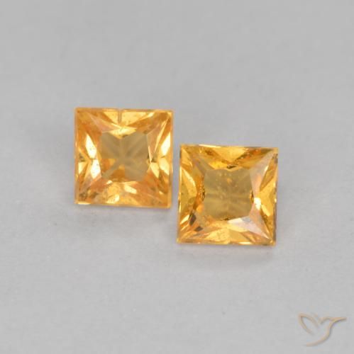 0.49 ct Loose Yellow Sapphire, 3.2 x 3.2 mm Princess Cut From Tanzania, Photo A