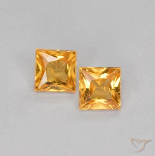 0.45 ct Loose Yellow Sapphire, 3.2 x 3.1 mm Princess Cut From Tanzania, Photo A
