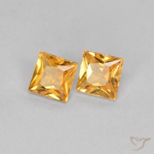 0.45 ctw Golden Sapphire Stones, Natural Sapphire in Princess-Cut Shape for Sale