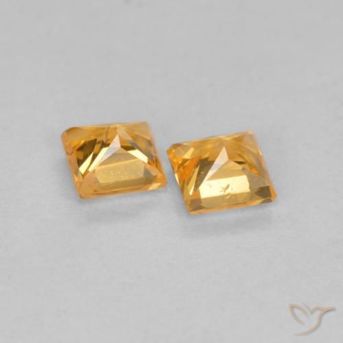 Sapphire Gemstones in 3.2 x 3.1 mm Size for Sale, Sapphire Stones in Orange-Gold Color