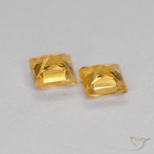 Sapphire Gemstones in 3.2 x 3.1 mm Size for Sale, Sapphire Stones in Medium Orange Color