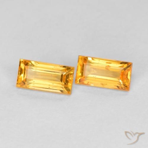 0.61 ctw Golden Sapphire Stones, Natural Sapphire in Baguette Facet Shape for Sale