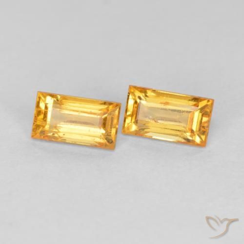 0.60ctw Natural Golden Orange Sapphire, Baguette, VS-SI