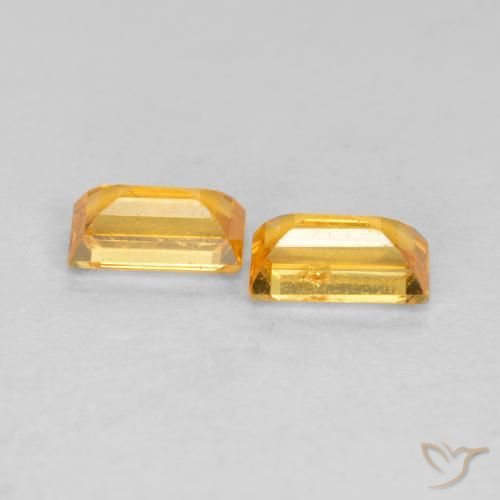 Sapphire Gemstones in 4.8 x 2.6 mm Size for Sale, Sapphire Stones in Golden Orange Color