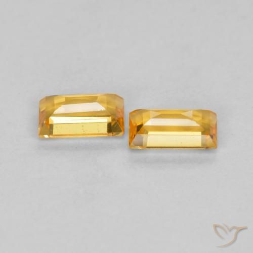 Sapphire Gemstones in 4.6 x 2.5 mm Size for Sale, Sapphire Stones in Deep Golden Orange Color