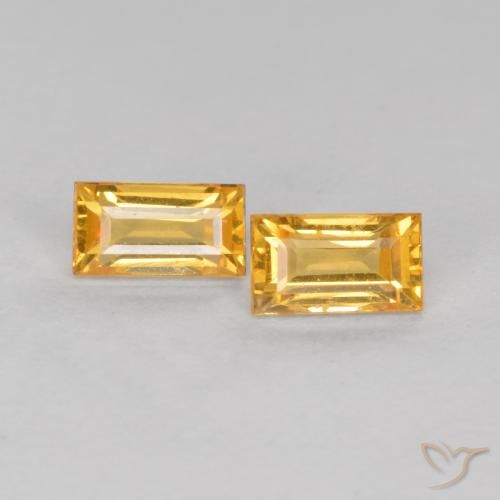 0.58ctw Natural Golden Orange Sapphire, Baguette, VS