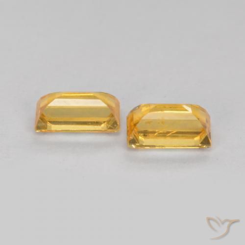 Sapphire Gemstones in 4.5 x 2.6 mm Size for Sale, Sapphire Stones in Golden Orange Color