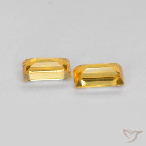 Sapphire Gemstones in 4.4 x 2.5 mm Size for Sale, Sapphire Stones in Deep Golden Orange Color