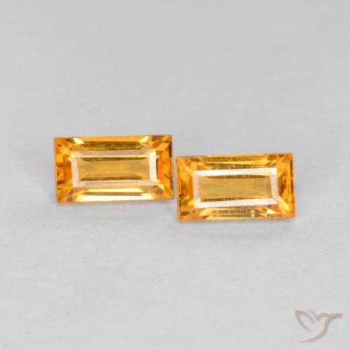 Deep Orange-Gold Sapphire Gem - 0.3ct Baguette Facet (ID: 558104)