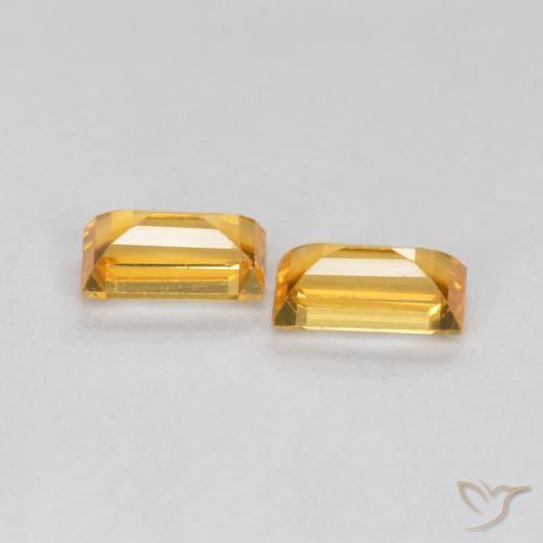 Sapphire Gemstones in 4.6 x 2.5 mm Size for Sale, Sapphire Stones in Deep Golden Orange Color