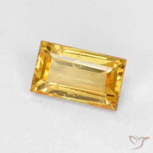 0.39 ct Golden Sapphire Stone, Natural Sapphire in Baguette Facet Shape for Sale