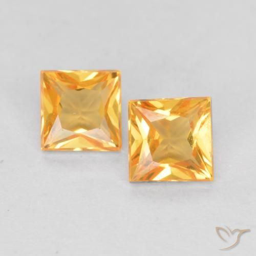 0.49 ct Yellow Sapphire, 3.3 x 3.3 mm Princess Cut From Tanzania, Photo A