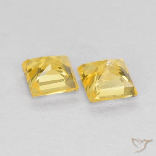Sapphire Gemstones in 3.3 x 3.2 mm Size for Sale, Sapphire Stones in Medium Yellow Color