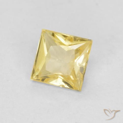 0.32 ct Yellow Sapphire Stone, Natural Sapphire in Princess-Cut Shape for Sale