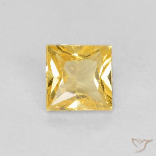 0.37 カラット イエロー サファイア、3.8 x 3.7 mm プリンセス カット、タンザニア産, Photo A