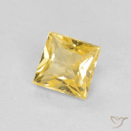 0.37 ct Yellow Sapphire Stone, Natural Sapphire in Princess-Cut Shape for Sale