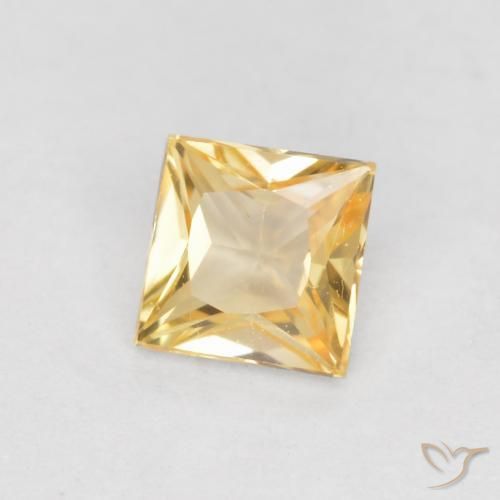 0.37 ct Golden Sapphire Stone, Natural Sapphire in Princess-Cut Shape for Sale