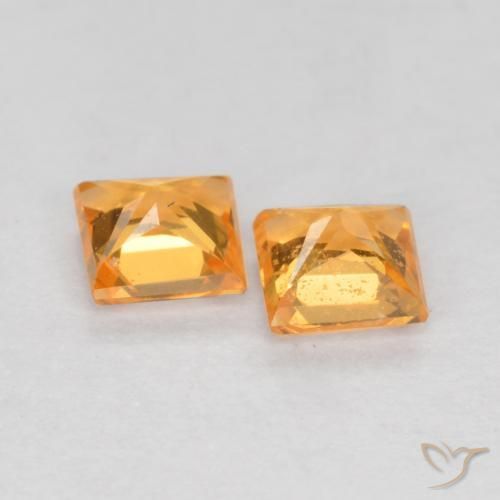 Sapphire Gemstones in 3.3 x 3.3 mm Size for Sale, Sapphire Stones in Medium Orange Color