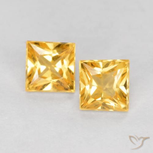 0.58 ct Loose Yellow Sapphire, 3.4 x 3.3 mm Princess Cut From Tanzania, Photo A