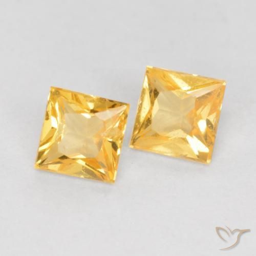 0.50 ctw Golden Sapphire Stones, Natural Sapphire in Princess-Cut Shape for Sale