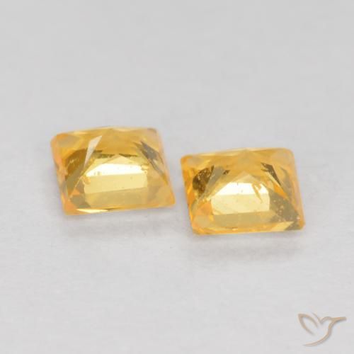 Sapphire Gemstones in 3.3 x 3.3 mm Size for Sale, Sapphire Stones in Top Gold Color