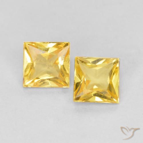 0.47 ct Loose Yellow Sapphire, 3.3 x 3.3 mm Princess Cut From Tanzania, Photo A