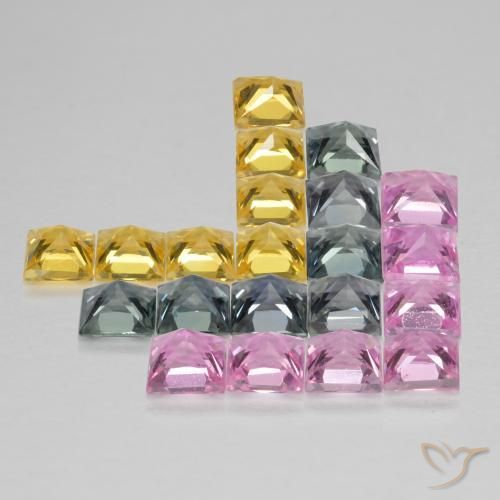 Sapphire Gemstones in 3 x 3 mm (calibrated) Size for Sale, Sapphire Stones in Multicolor Color