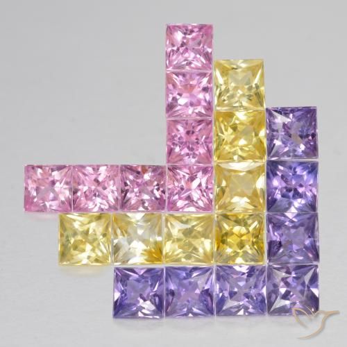 1.43ctw Natural Multicolor Sapphire, Square, VS
