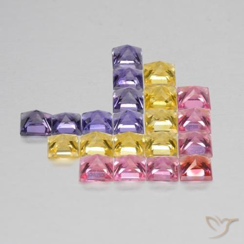 Sapphire Gemstones in 2.3 x 2.3 mm Size for Sale, Sapphire Stones in Multicolor Color