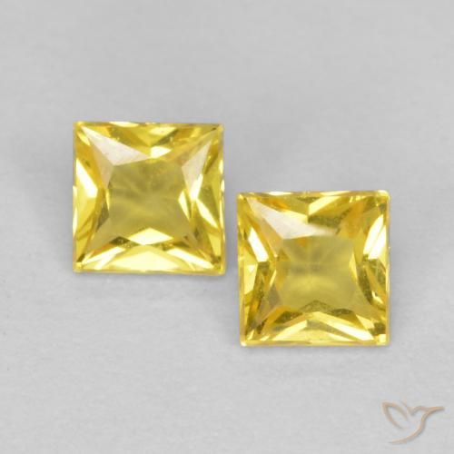 0.48 ct Yellow Sapphire, 3.2 x 3.2 mm Princess Cut From Tanzania, Photo A
