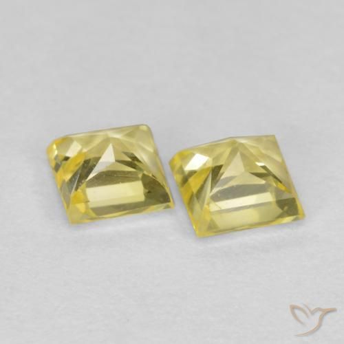 Sapphire Gemstones in 3.4 x 3.4 mm Size for Sale, Sapphire Stones in Medium-Light Yellow Color