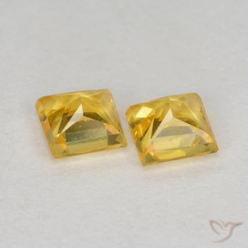 Sapphire Gemstones in 3.3 x 3.2 mm Size for Sale, Sapphire Stones in Gold Color