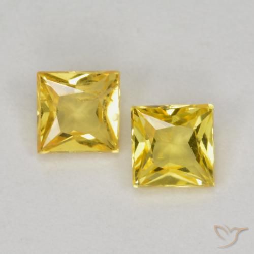 0.46 ct Loose Yellow Sapphire, 3.3 x 3.2 mm Princess Cut From Tanzania, Photo A
